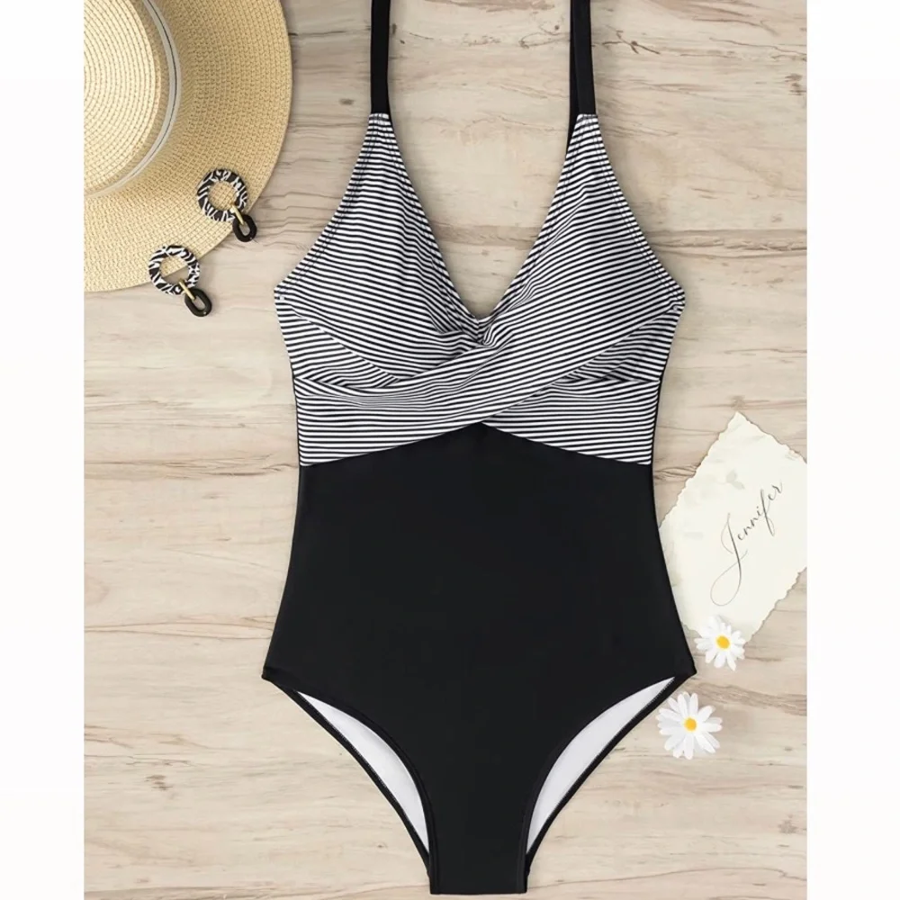 NEW ✨ Women's One Piece V Neck Swimsuit + Tummy Control - Picture 2 of 4